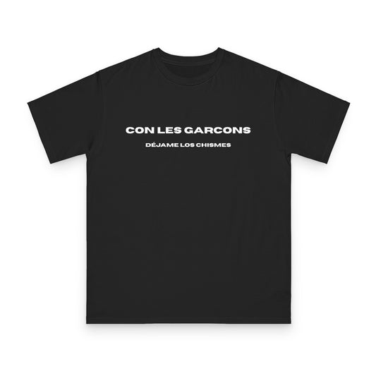Con Les Garçons (déjame los chismes) black t-shirt 