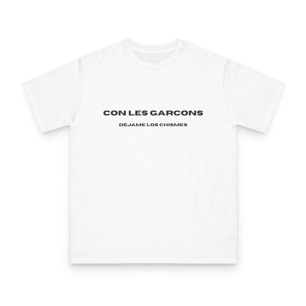 Tongue In Chic t-shirt mixing Spanish and French.
